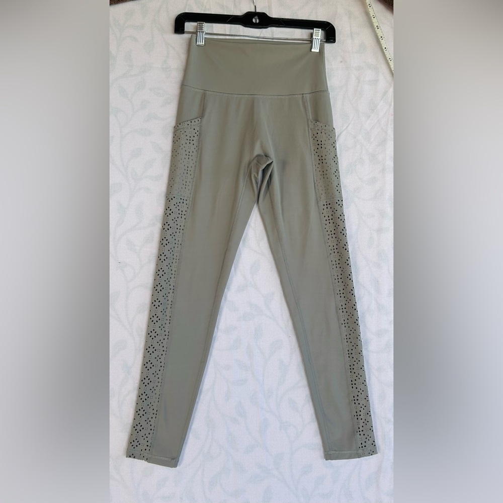 Aerie Olive Leggings with Eyelet Detail
